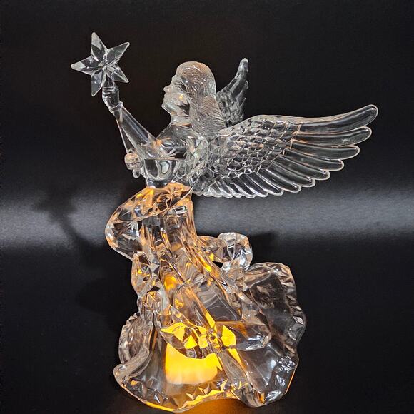 Silvestri Acrylic Angel Tree Topper Clear Star Vintage Christmas Decor 9" - Picture 2 of 8
